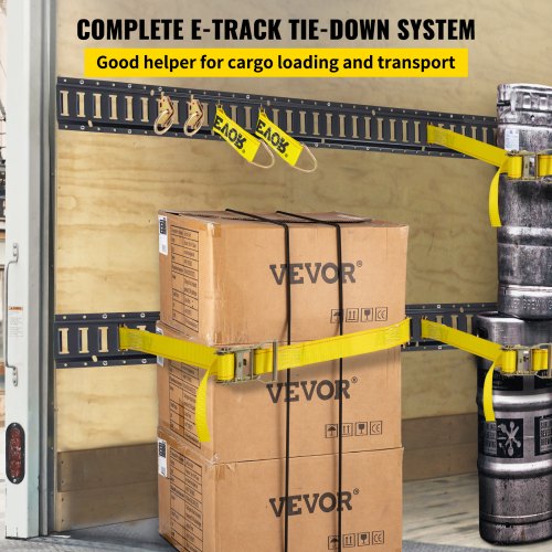 E Track Tie-Down Rail Kit, Steel Rails with O-Rings, Tie-Offs & End Caps, Complete Cargo Securing System for Trailers