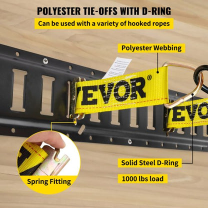 E Track Tie-Down Rail Kit, Steel Rails with O-Rings, Tie-Offs & End Caps, Complete Cargo Securing System for Trailers