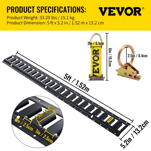 E Track Tie-Down Rail Kit, Steel Rails with O-Rings, Tie-Offs & End Caps, Complete Cargo Securing System for Trailers