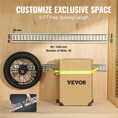 Heavy-Duty E Track Tie-Down Rail Kit, E-Tracks Set with Steel Rails, O-Rings, Tie-Offs & End Caps for Cargo, Motorcycle