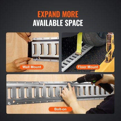 Heavy-Duty E Track Tie-Down Rail Kit, E-Tracks Set with Steel Rails, O-Rings, Tie-Offs & End Caps for Cargo, Motorcycle