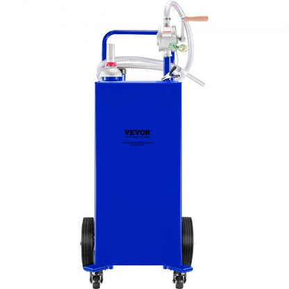 Fuel Caddy Gas Storage Tank with Wheels & Manual Transfer Pump, Gasoline Diesel Fuel Container for Cars, Lawn Mowers