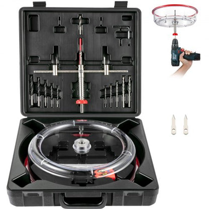 Professional Adjustable Hole Saw Cutter Kit, Recessed Hole Saw with Dust Shield & Two Pilot Bits for Ceiling, Vent