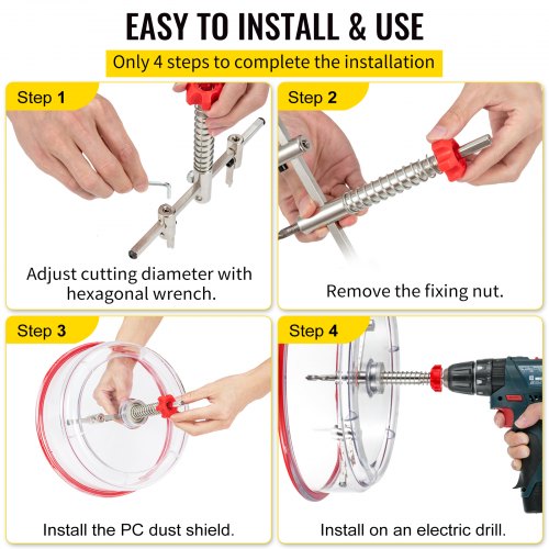 Professional Adjustable Hole Saw Cutter Kit, Recessed Hole Saw with Dust Shield & Two Pilot Bits for Ceiling, Vent