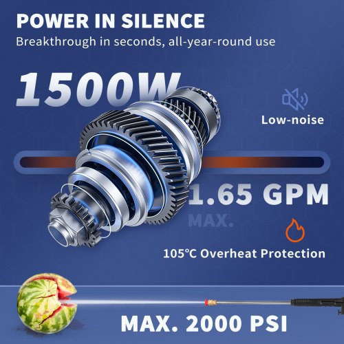 Electric Pressure Washer PSI, Max GPM Power Washer with Hose Reel, Quick Connect Nozzles & Foam Cannon