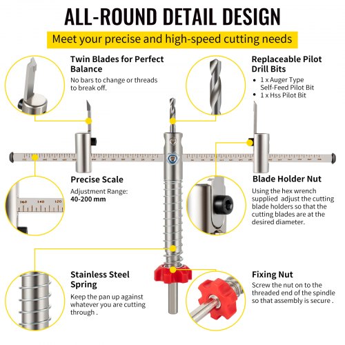 Twin Blade Recessed Hole Saw With PC Dust Shield Adjustable Hole Cutter Kit 158 To 8 For Recessed L 4