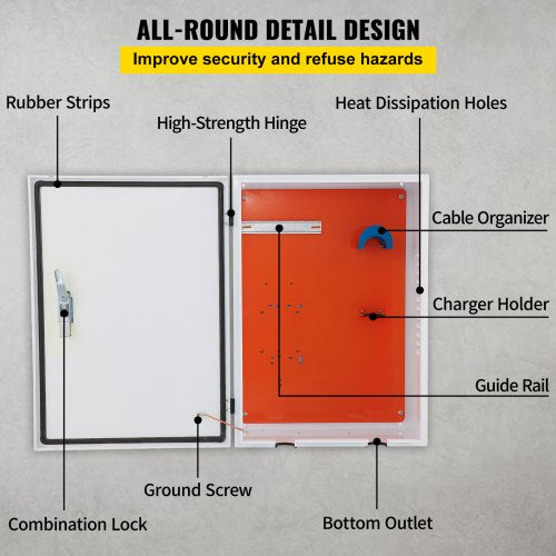 Tesla Charger Station Box IP32 Waterproof  Dustproof Outdoor Cable Organizer Box For Secure EV Char 4
