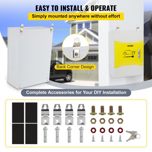 Tesla Charger Station Box IP32 Waterproof  Dustproof Outdoor Cable Organizer Box For Secure EV Char 5