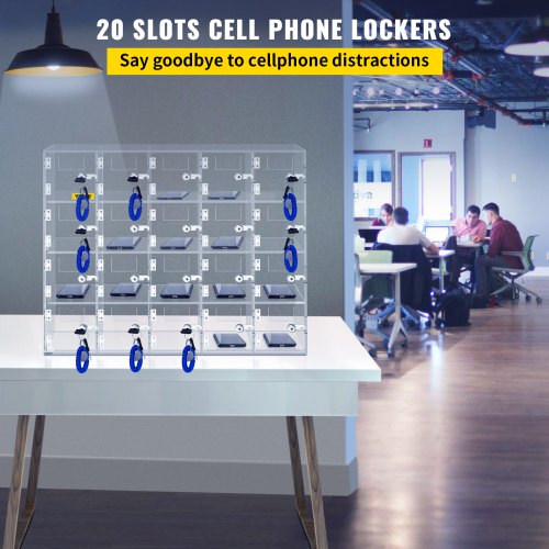 Clear Acrylic Phone Storage Box 20Slot Lockable Cabinet With Keys For Secure Storage In Offices Gym 2