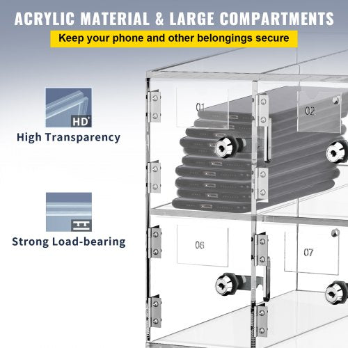 Clear Acrylic Phone Storage Box 20Slot Lockable Cabinet With Keys For Secure Storage In Offices Gym 4