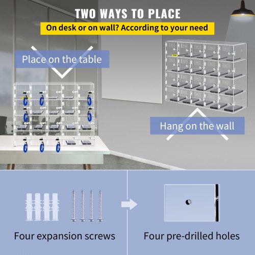 Clear Acrylic Phone Storage Box 20Slot Lockable Cabinet With Keys For Secure Storage In Offices Gym 5