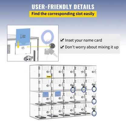 Clear Acrylic Phone Storage Box 20Slot Lockable Cabinet With Keys For Secure Storage In Offices Gym 6
