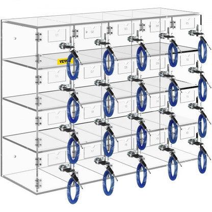 Clear Acrylic Phone Storage Box 20Slot Lockable Cabinet With Keys For Secure Storage In Offices Gym 7