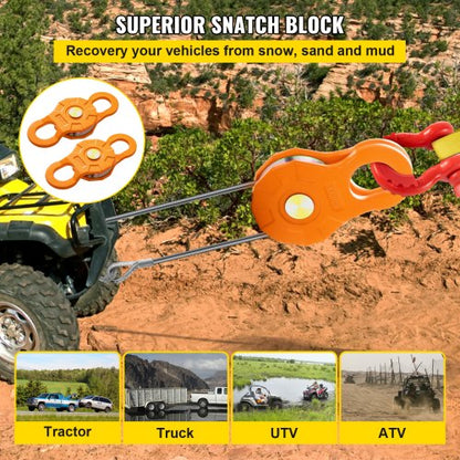 Heavy Duty Winch Pulley 25000LB Snatch Block For OffRoad Recovery 2Pack  Fits 05514mm Synthetic Rop 2