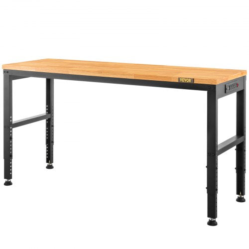 Adjustable Workbench 27136 Height 61 X 20 Hardwood Top 2000 LBS Load Capacity Power Outlets  USB Po 9