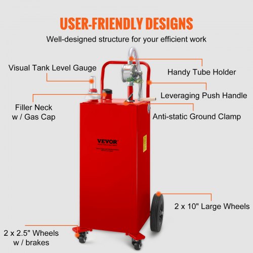 30 Gallon Fuel Caddy Gas Storage Tank With Manual Transfer Pump  4 Wheels Portable GasolineDiesel C 4