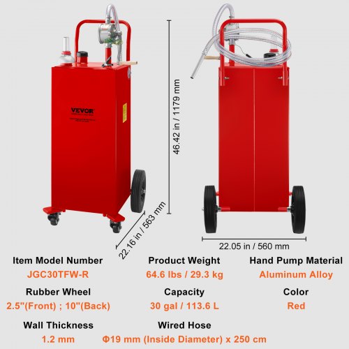 30 Gallon Fuel Caddy Gas Storage Tank With Manual Transfer Pump  4 Wheels Portable GasolineDiesel C 7