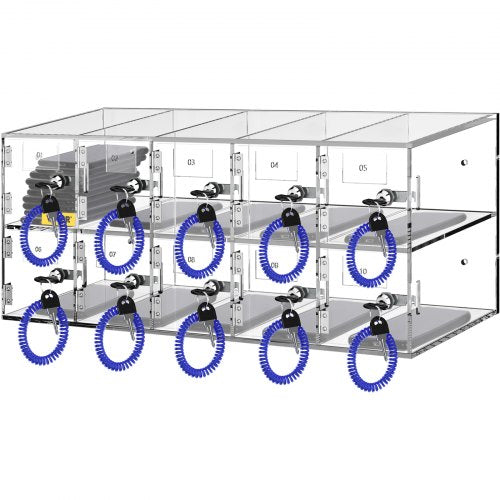 Acrylic Cell Phone Locker 10Slot Secure Storage Cabinet With Keys WallMount Or Freestanding Design  1