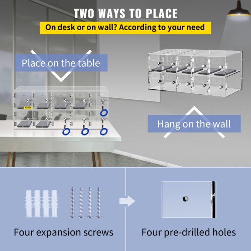 Acrylic Cell Phone Locker 10Slot Secure Storage Cabinet With Keys WallMount Or Freestanding Design  5