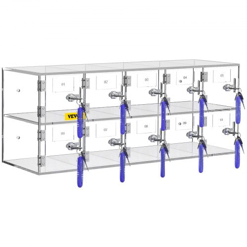Acrylic Cell Phone Locker 10Slot Secure Storage Cabinet With Keys WallMount Or Freestanding Design  8