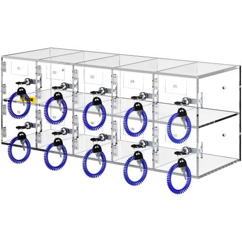 Acrylic Cell Phone Locker 10Slot Secure Storage Cabinet With Keys WallMount Or Freestanding Design  7