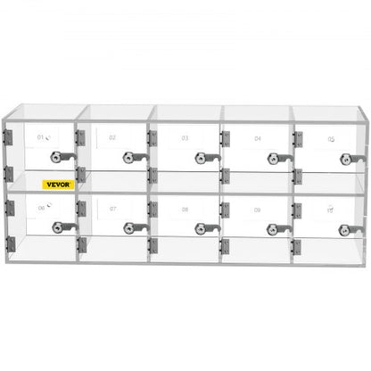 Acrylic Cell Phone Locker 10Slot Secure Storage Cabinet With Keys WallMount Or Freestanding Design  9