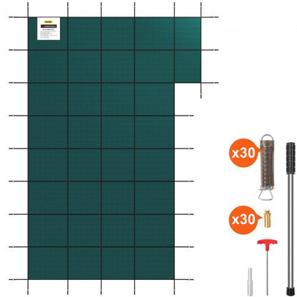 22 Ft X 42 Ft Rectangular Winter Pool Cover With Right Step HighStrength Mesh PP Safety Cover W Tri 1