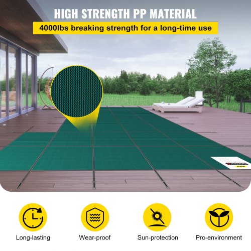 22 Ft X 42 Ft Rectangular Winter Pool Cover With Right Step HighStrength Mesh PP Safety Cover W Tri 3