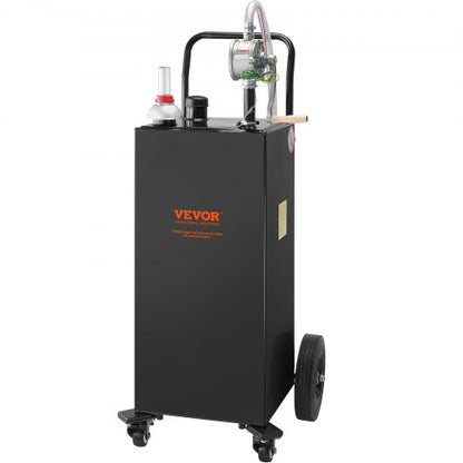 35Gallon Fuel Caddy HeavyDuty Gas Storage Tank W Manual Transfer Pump  4 Wheels Portable DieselGaso 1