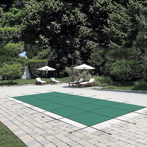 14 Ft X 26 Ft Rectangular Winter Pool Cover Triple Stitched High Strength Mesh PP Material With Rai 1