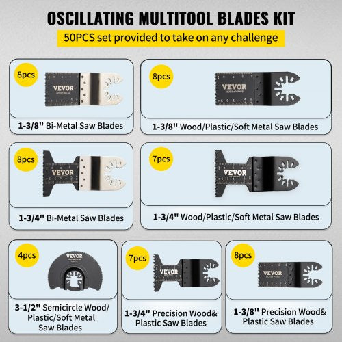 50Piece Quick Release Multitool Blades Kit HCS Tool Blades For Wood Plastic Metal Nails  Bolts 4