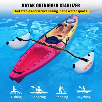 Nflatable Kayak Stabilizer System 2 PCS PVC Outrigger Floats With Adjustable Sidekick Arms Rod For  2