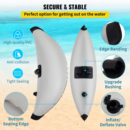Nflatable Kayak Stabilizer System 2 PCS PVC Outrigger Floats With Adjustable Sidekick Arms Rod For  3