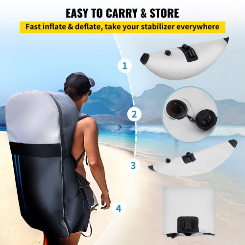 Nflatable Kayak Stabilizer System 2 PCS PVC Outrigger Floats With Adjustable Sidekick Arms Rod For  4