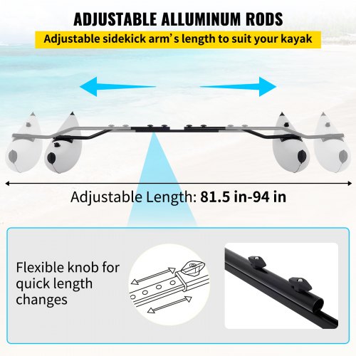 Nflatable Kayak Stabilizer System 2 PCS PVC Outrigger Floats With Adjustable Sidekick Arms Rod For  5