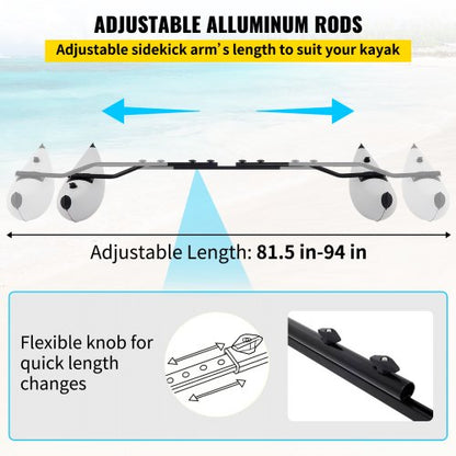 Nflatable Kayak Stabilizer System 2 PCS PVC Outrigger Floats With Adjustable Sidekick Arms Rod For  5