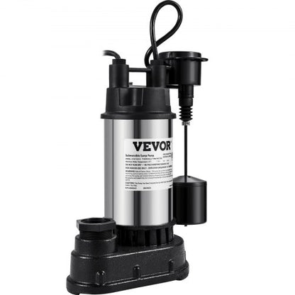 1.5 HP 6000 GPH Submersible Water Pump with Vertical Float Switch, Heavy-Duty Basement Sump Pump for Flooding Areas