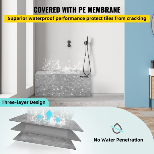 Waterproof Board Shower Bench Rectangle Tile Ready 1
