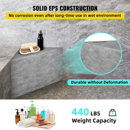 Tile Shower Seat LoadBearing Triangular Bench Ready To Tile Waterproof Shower Corner Seat 1