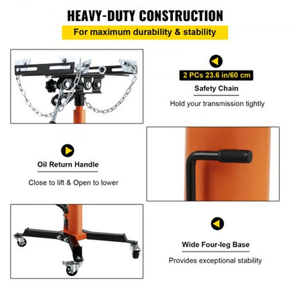 Transmission Jack Hydraulic Telescopic With High Lbs Capacity Stage Floor Jack Stand With Foot Peda 6