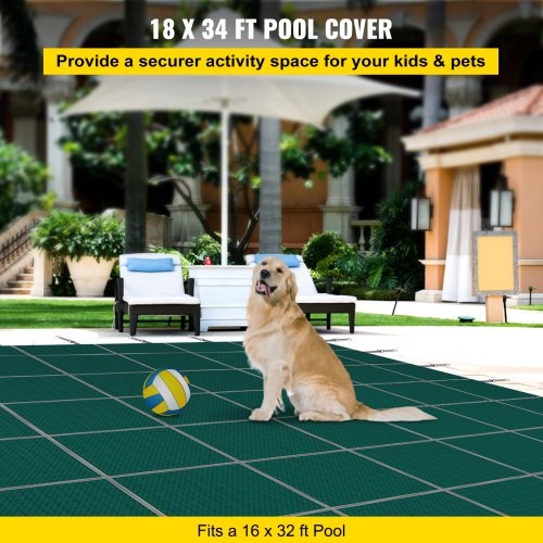 Winter Pool Cover Rectangular Inground Pool Safety Cover With Left Step Installation Hardware 2