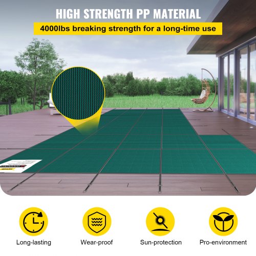 Winter Pool Cover Rectangular Inground Pool Safety Cover With Left Step Installation Hardware 1