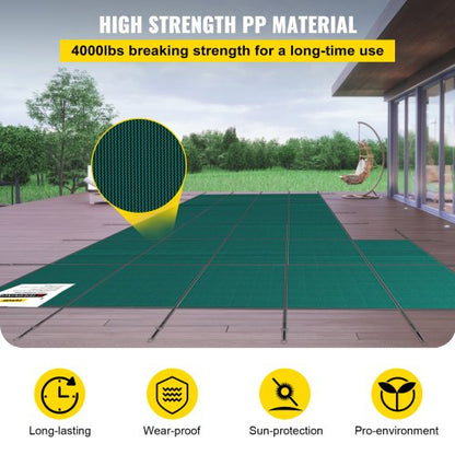 Winter Pool Cover Rectangular Inground Pool Safety Cover With Left Step Installation Hardware 1