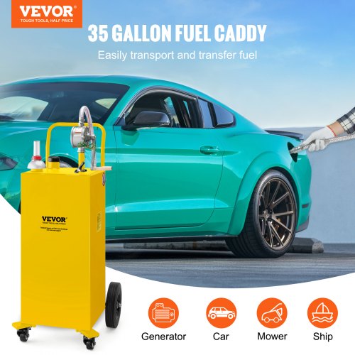 Fuel Caddy Gas Storage Tank With Manuel Transfer Pump And Wheels For Gasoline Diesel Fuel Container 1