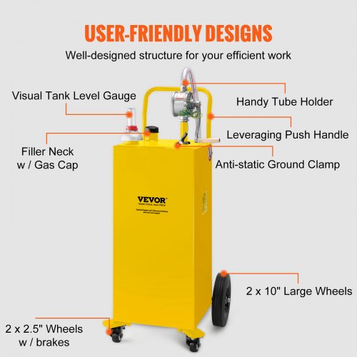 Fuel Caddy Gas Storage Tank With Manuel Transfer Pump And Wheels For Gasoline Diesel Fuel Container 4