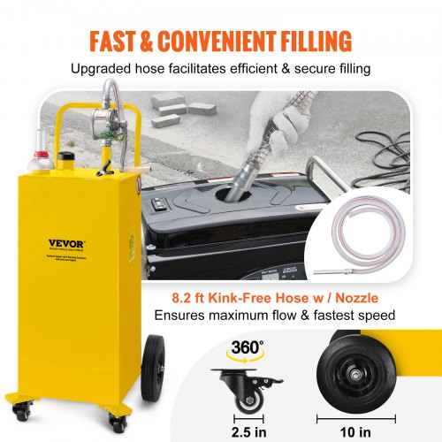 Fuel Caddy Gas Storage Tank With Manuel Transfer Pump And Wheels For Gasoline Diesel Fuel Container 5
