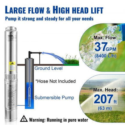 Deep Well Submersible Pump Head Stainless Steel Water Pump for Industrial Irrigation Home Use