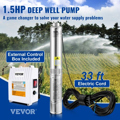 Deep Well Submersible Pump Stainless Steel Water Pump External Control Box Waterproof For Home And  3