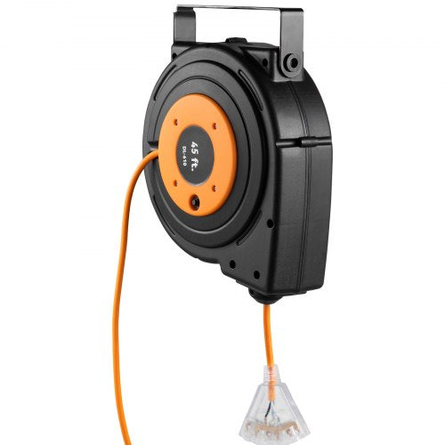 Heavy Duty Retractable Extension Cord Reel Power Cord With Triple Outlet And Circuit Breaker For DI 7