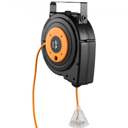 Heavy Duty Retractable Extension Cord Reel Power Cord With Triple Outlet And Circuit Breaker For DI 7